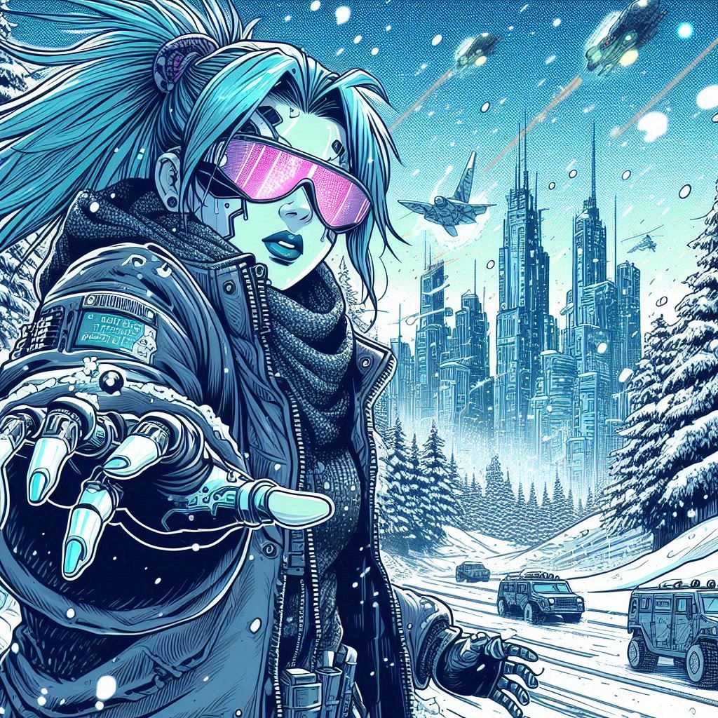 Cyber punk winter scenery