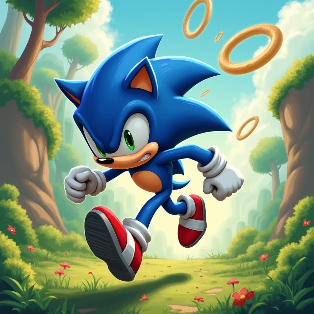 Sonic the Hedgehog Runs at High Speed