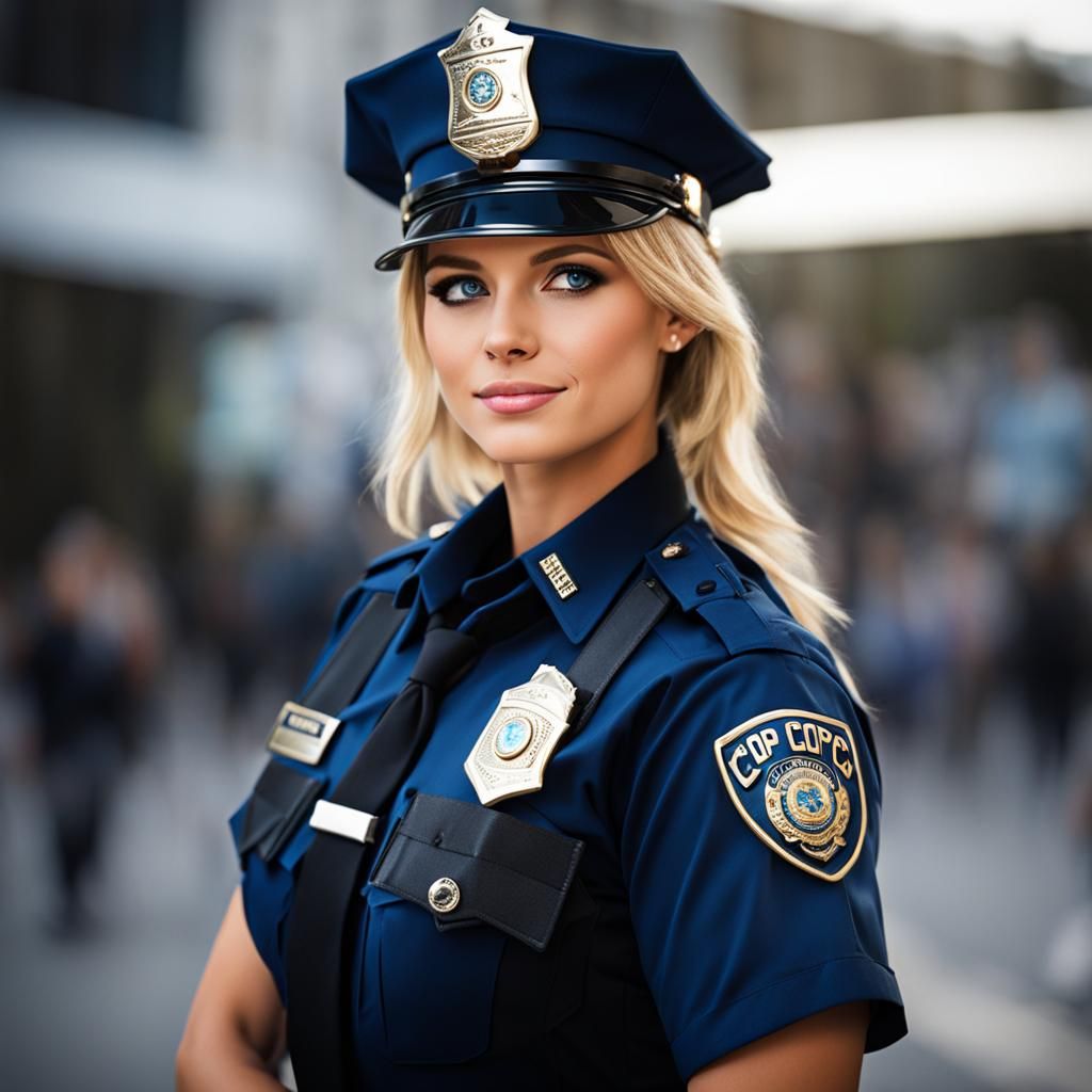 cute cop girl 28 years old blond hair blue eyes animay