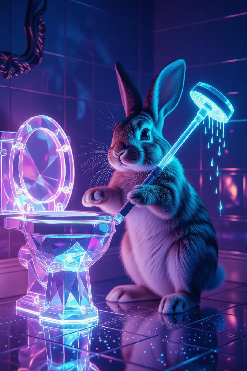 Rabbit plumber, swarovski toilet