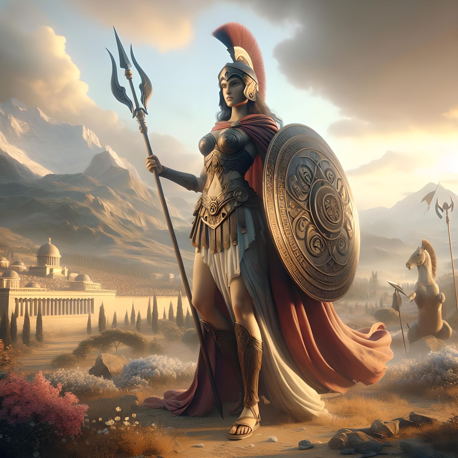 Athena, a goddess in greek mythology... - AI Generated Artwork ...