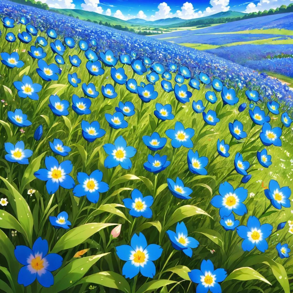 Blue flowers field