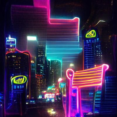 Neon city at night