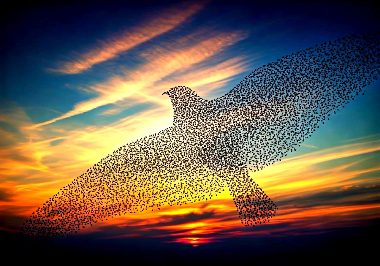 Murmur of Starlings  by @Shywolf