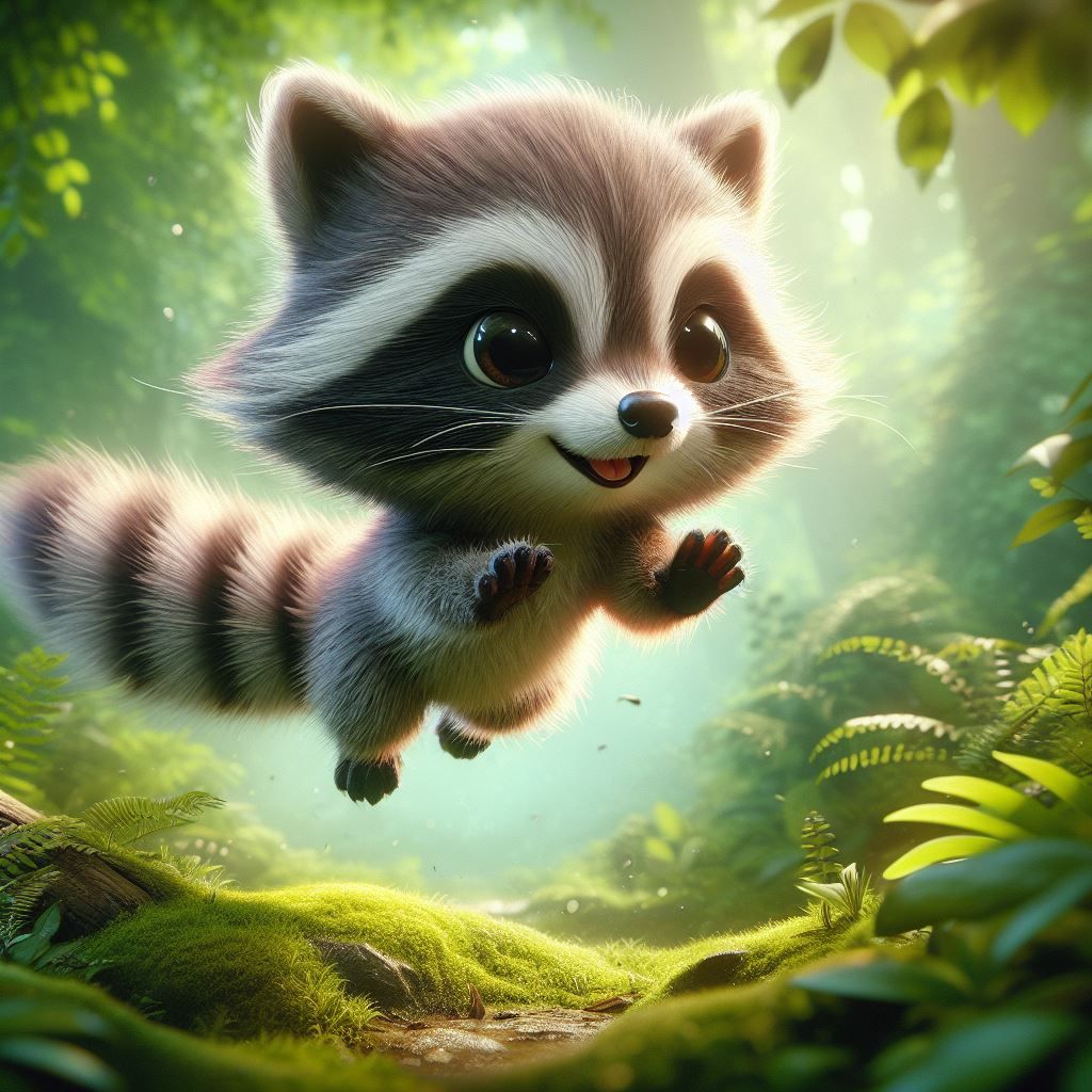 Cute Jumping Raccoon