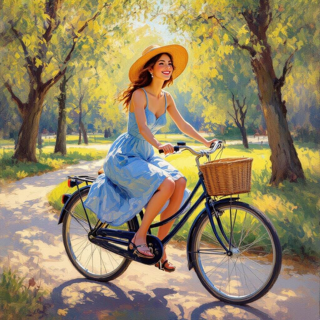 My wife riding a bicycle 