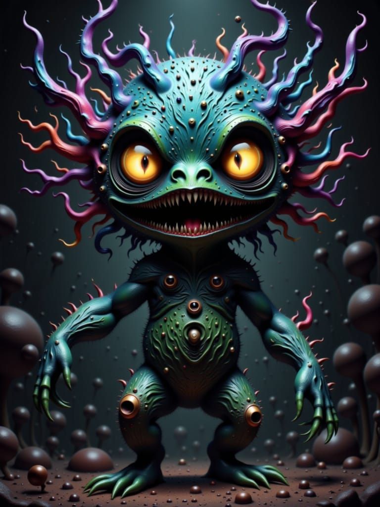 Halloween Creature with Soulful Eyes in Dark Fantasy Style