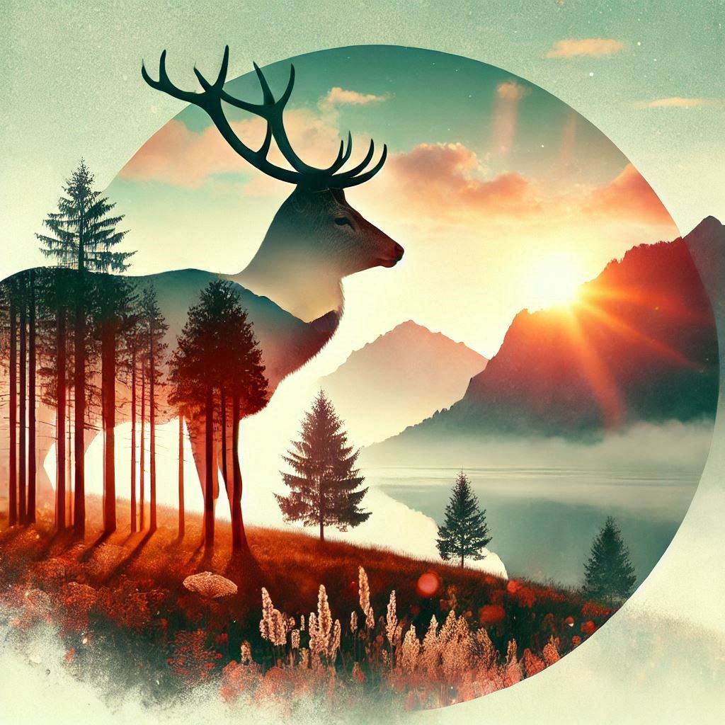 double exposure beautiful fantasy DALL-E 3 portrait landscape..