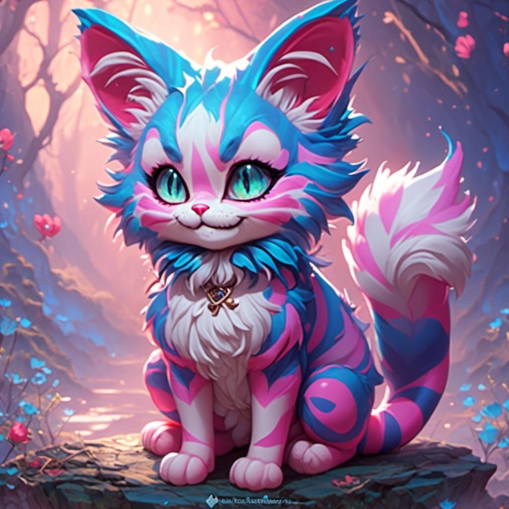 Pink and Blue Cat - AI Generated Artwork - NightCafe Creator