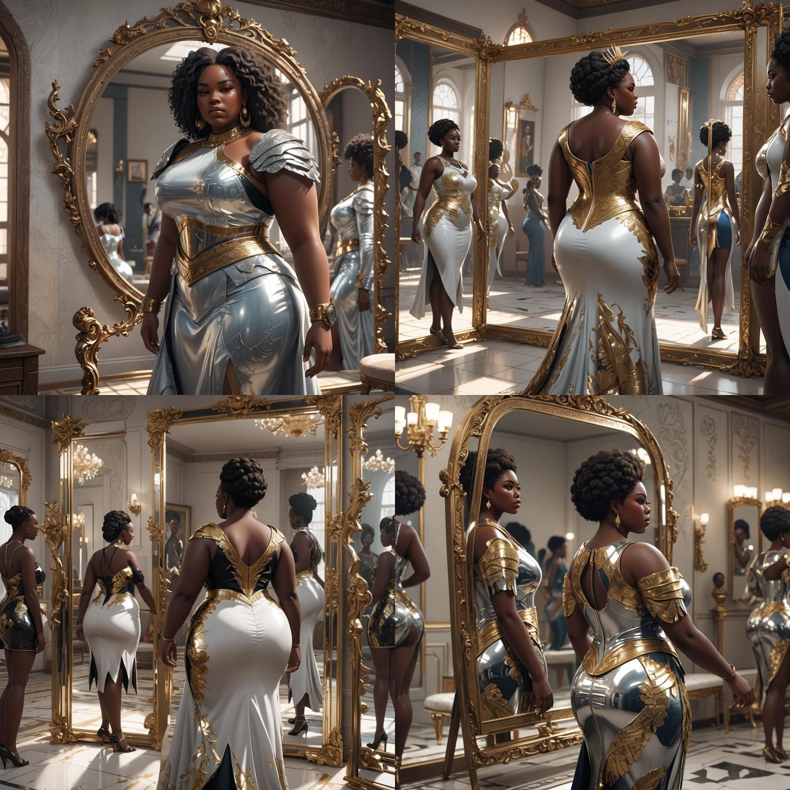 A beautiful African American plus size queen with her back t...