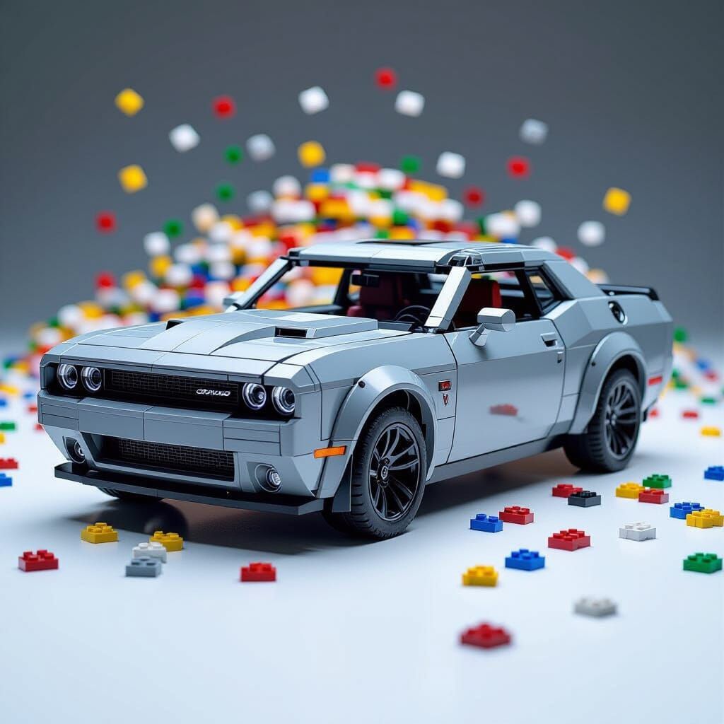LEGO Dodge Challenger: Hyperrealistic Studio Shot