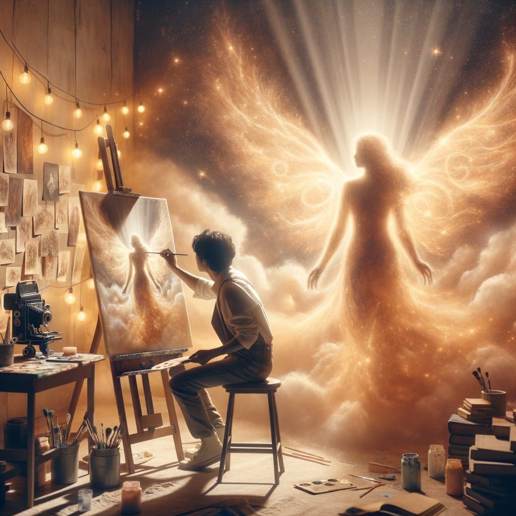 Le jeune artiste et son inspiration...  by @Nathalie 