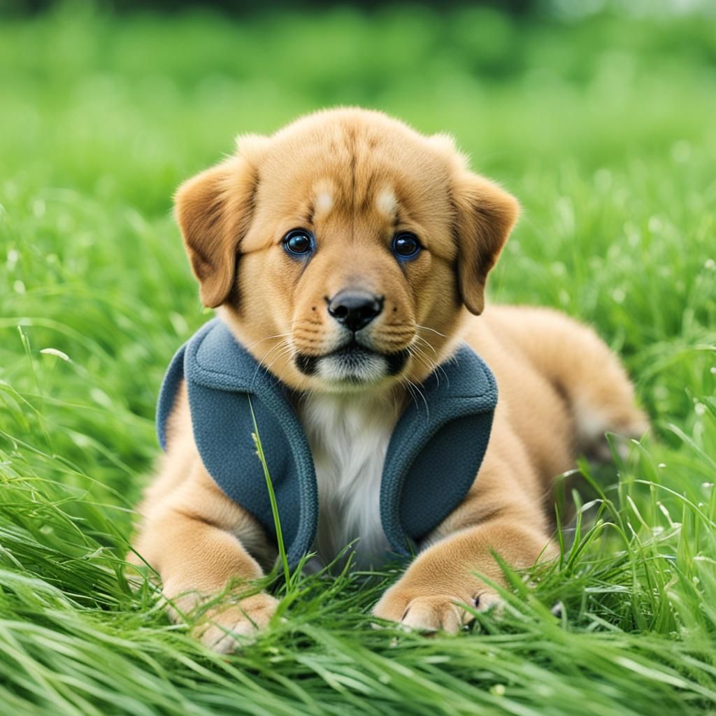 A cute baby Boy loin on short grass