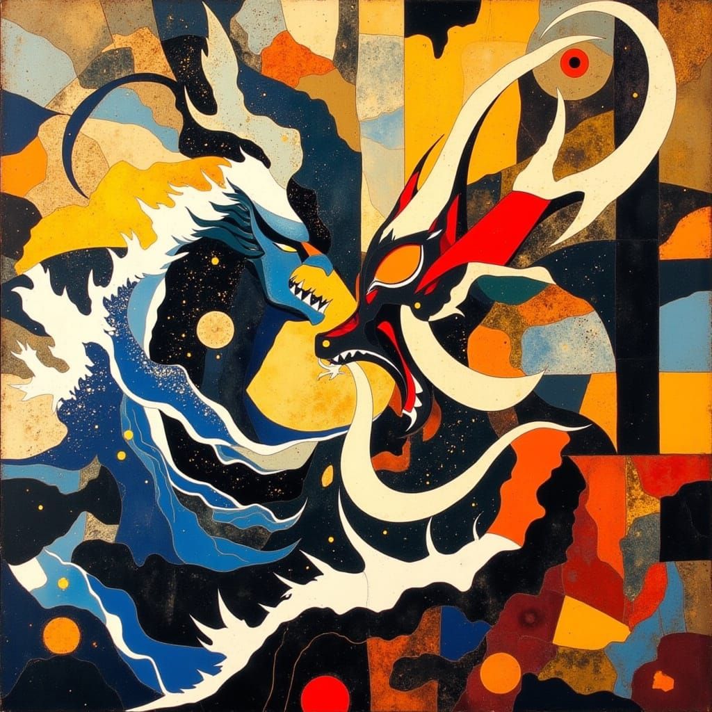 <lora:DRAGON BATTLE:1.0> <lora:divineOil:1.0>