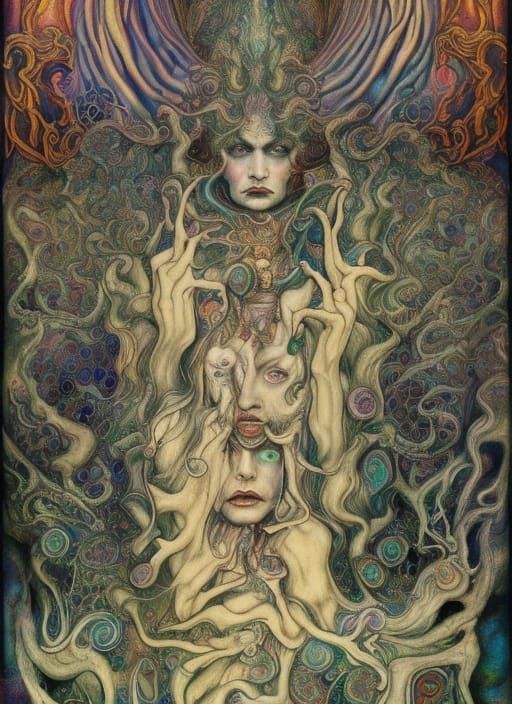 Ethereal Spirits in Opium Dreamscape: Hyperrealistic Portrai...