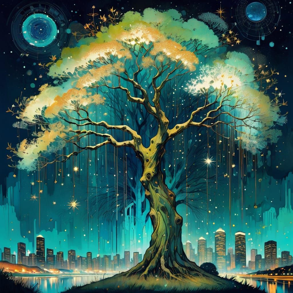 Tree above the city  by @Human Deliciousness