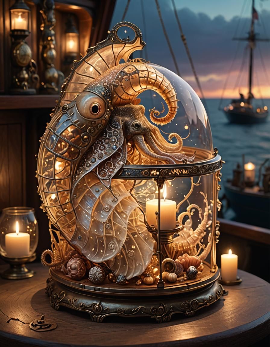 Sea creatue candle lantern  by @Tiny Pearl Cat