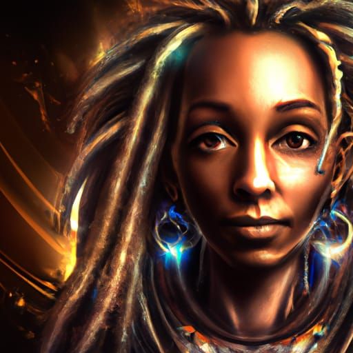 a young chocolate beautiful woman with blond dread locks wit...