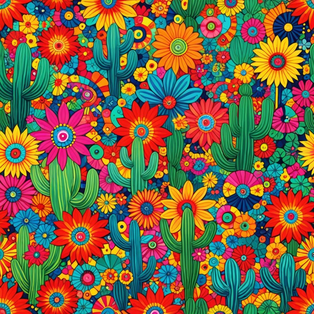 Vibrant Surreal Oasis in the Desert