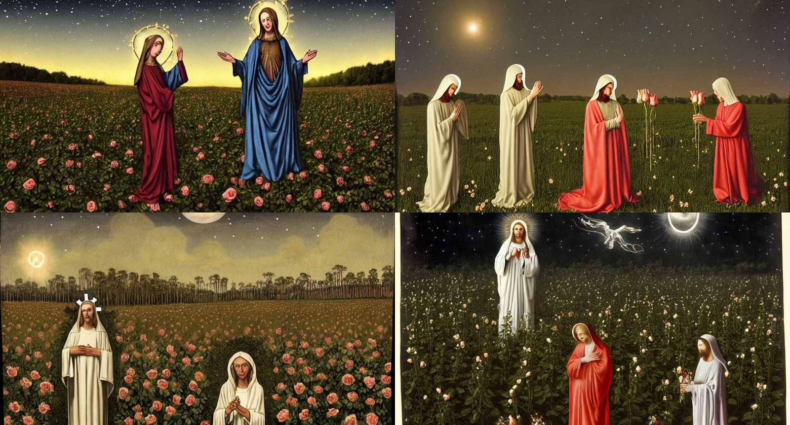 midsommar virgin mary giving roses to aliens in a southern g...