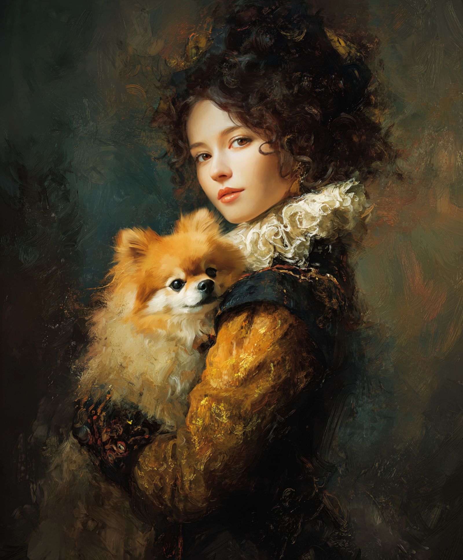 The noble Lady and her Pomeranian