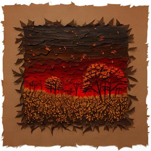 textured torn paper art. Autumn, orange, red, brown mood