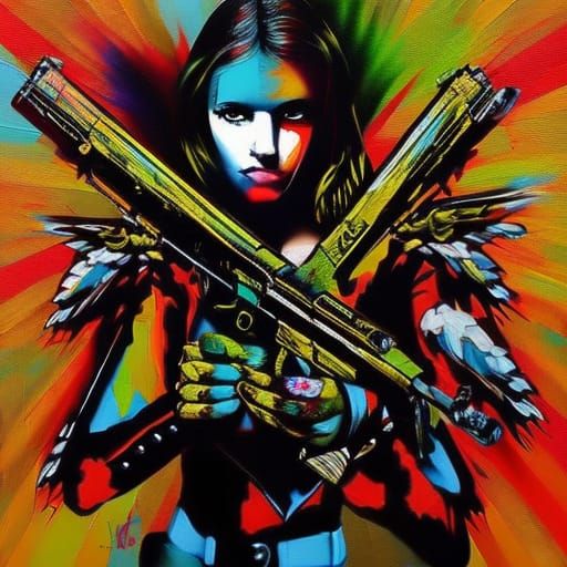 gun girl AI Generated Artwork NightCafe Creator