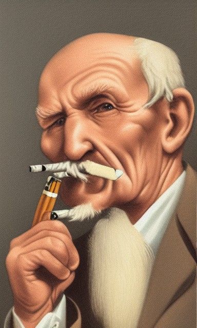 Old man smoking a tobacco pipe