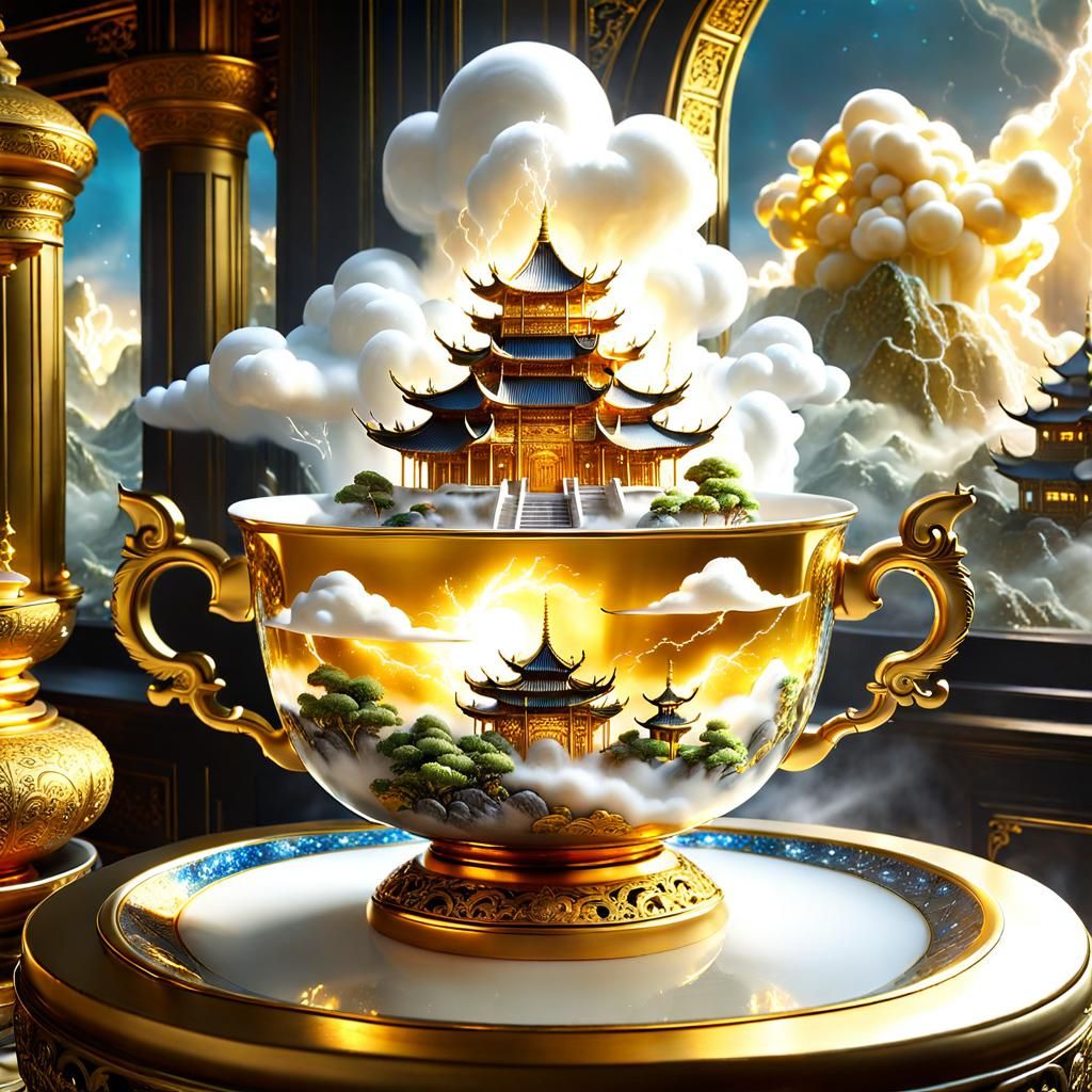 Cup of Golden Thunderclouds and Castles - AI Generated Artwork ...