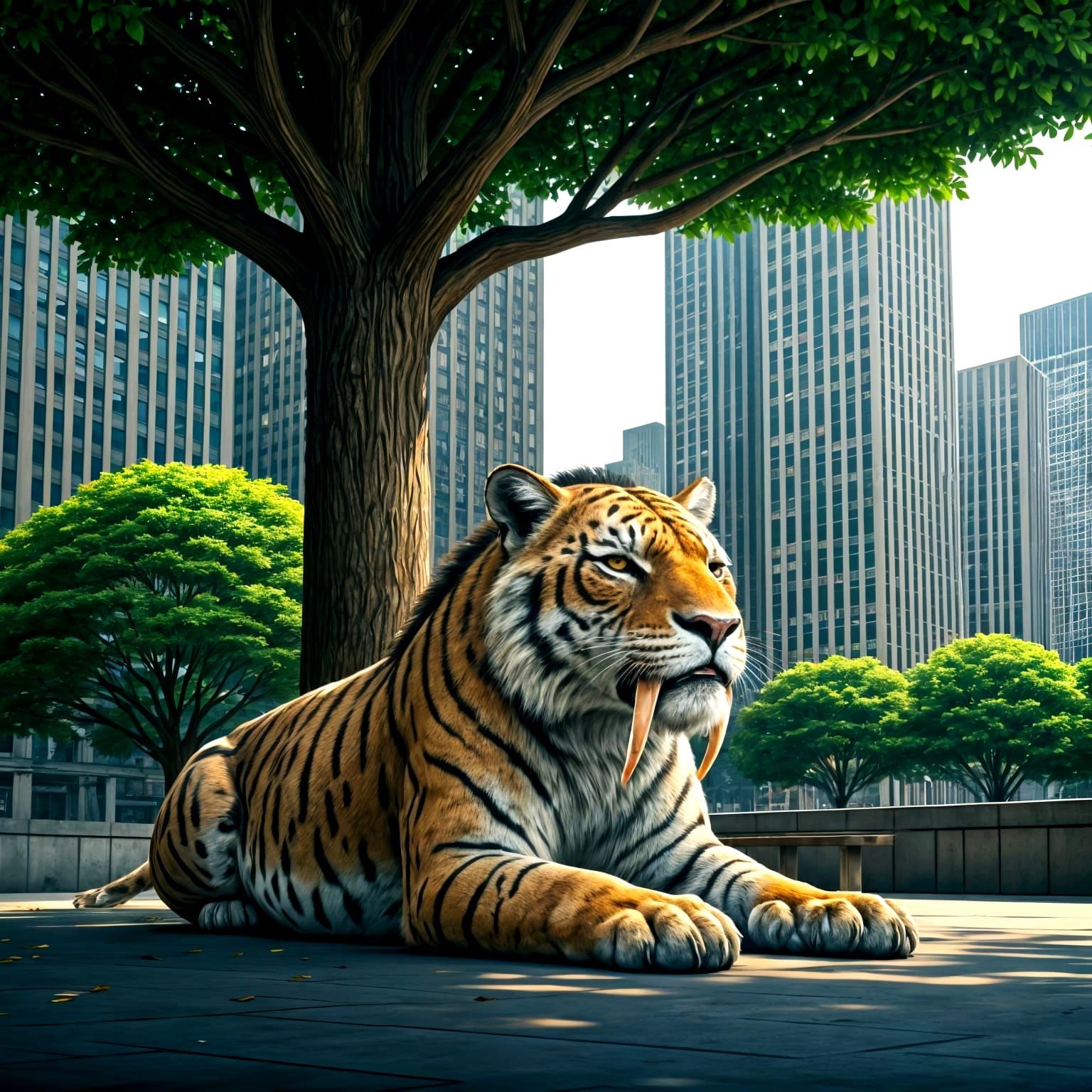 Smilodon Strolling In A Park - Start Image 2