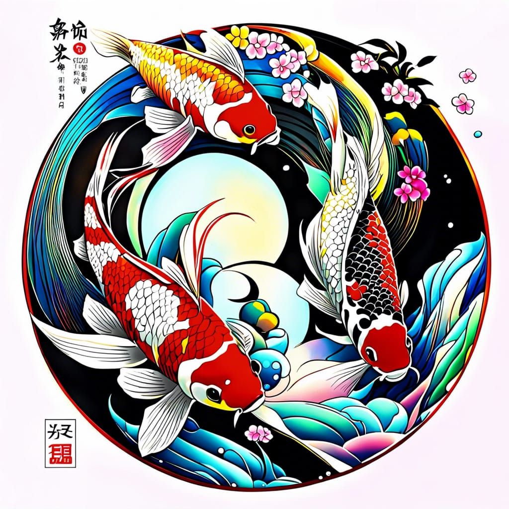 colorful japanese koi fish