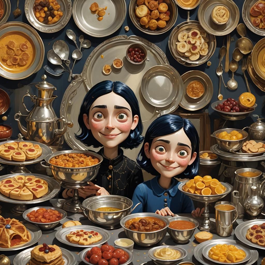The other mother’s feast from Coraline with roast chicken, h...