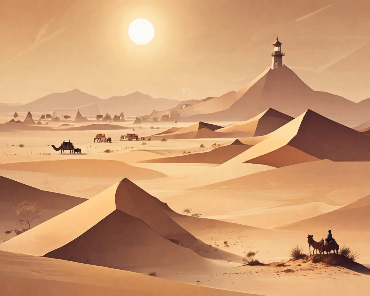 Lighthouse. Abstract scene.