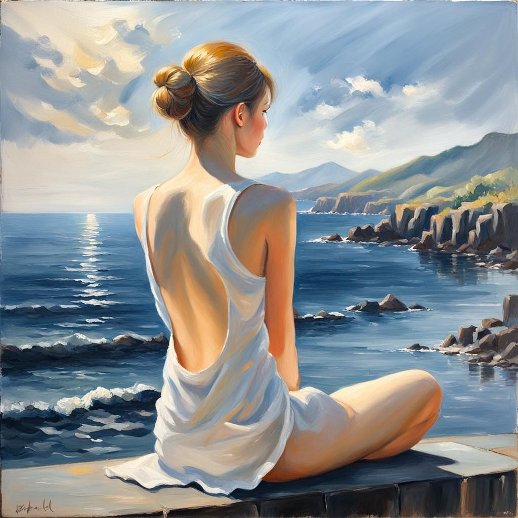 Back Beauty: Oil Painting in Impressionist Style