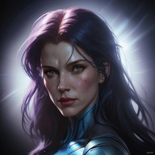 Mystique X-Men Portrait in Hyperdetailed Style