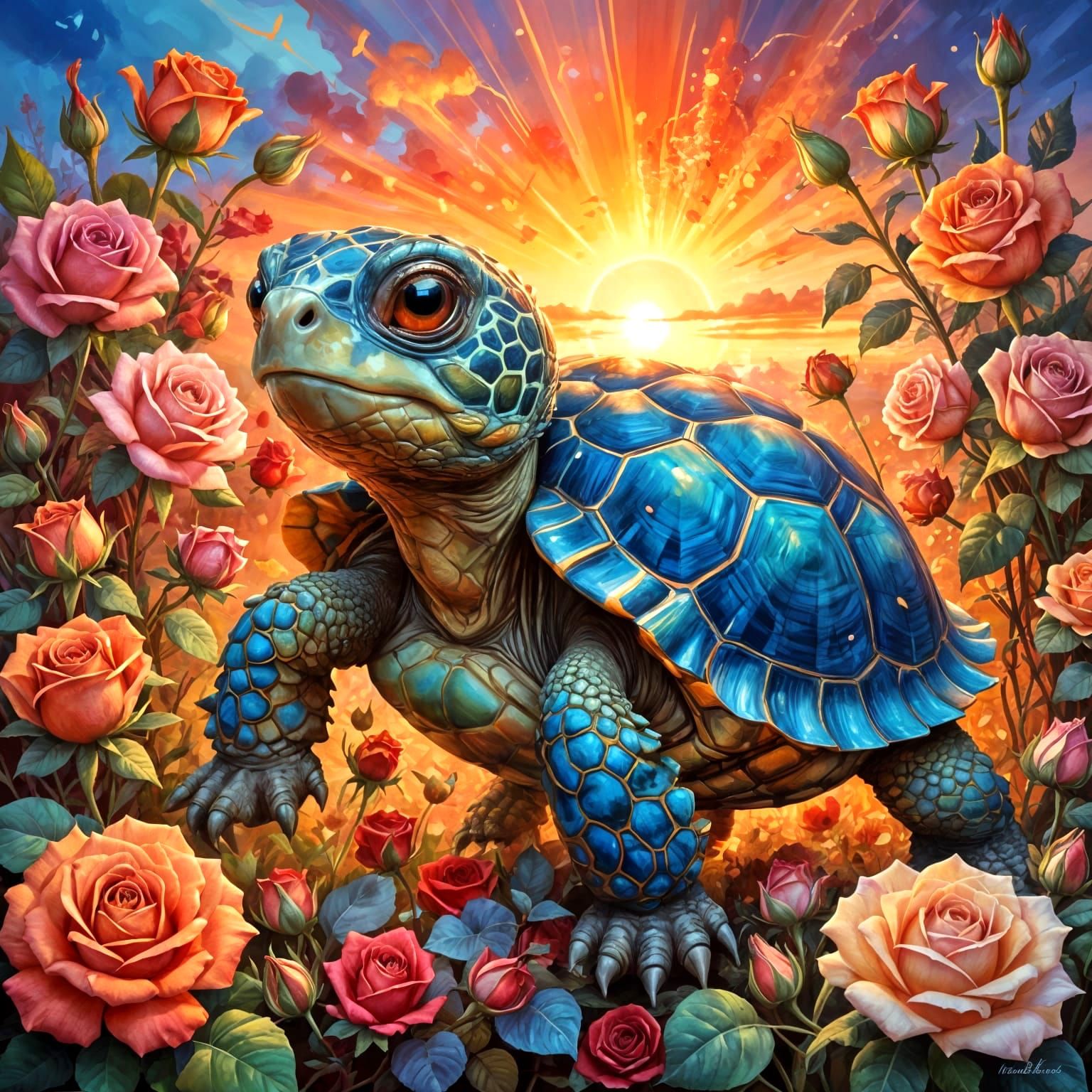 Speedy loves playing in the roses  by @Tiny Pearl Cat