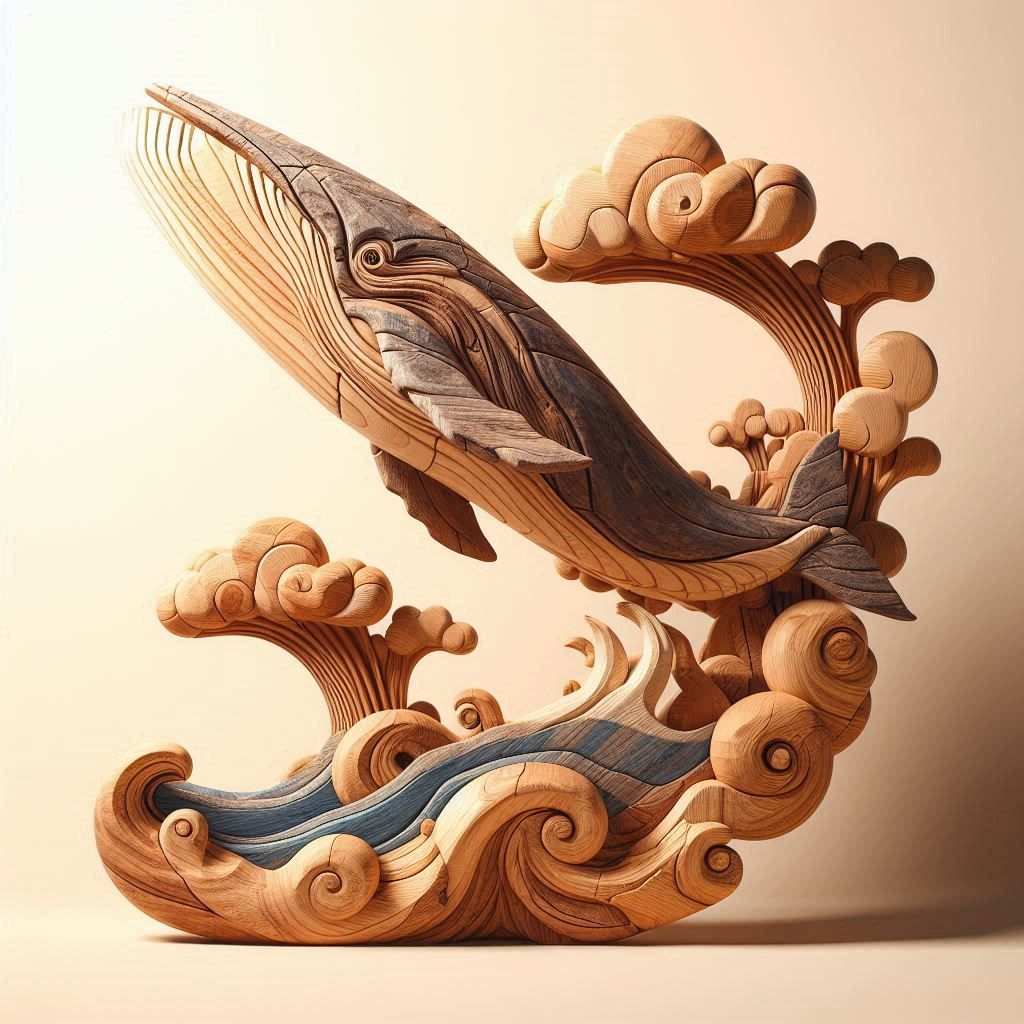wood whale carving
