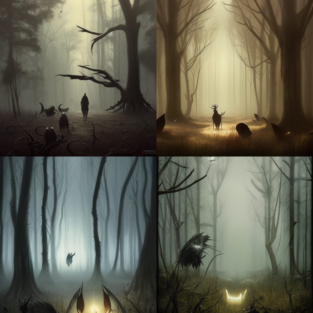 spooky forest with animals and birds - AI Generated Artwork - NightCafe ...