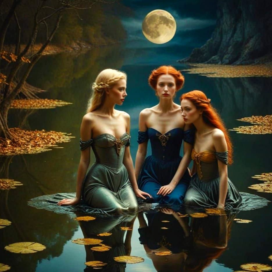 Medieval Ladies in Eerie Surrealistic Scene