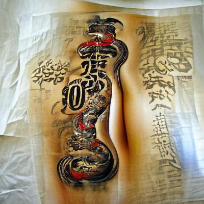 tattoo oriental scroll art