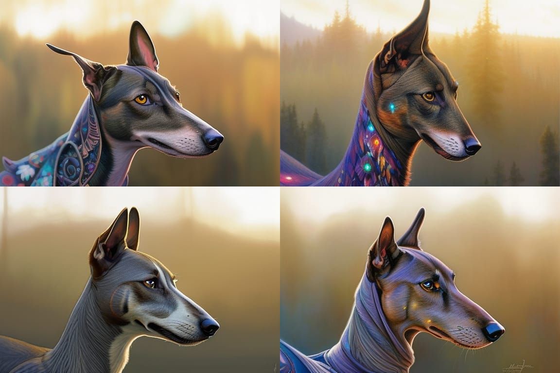 beautiful intricate ((greyhound)), Art Nouveau, Cel Shading,...
