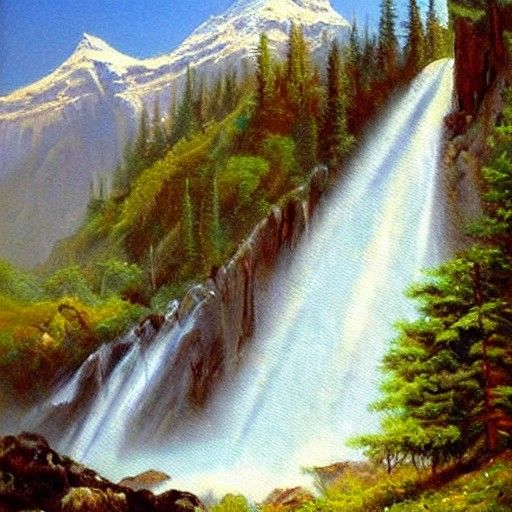 Waterfall and mountains