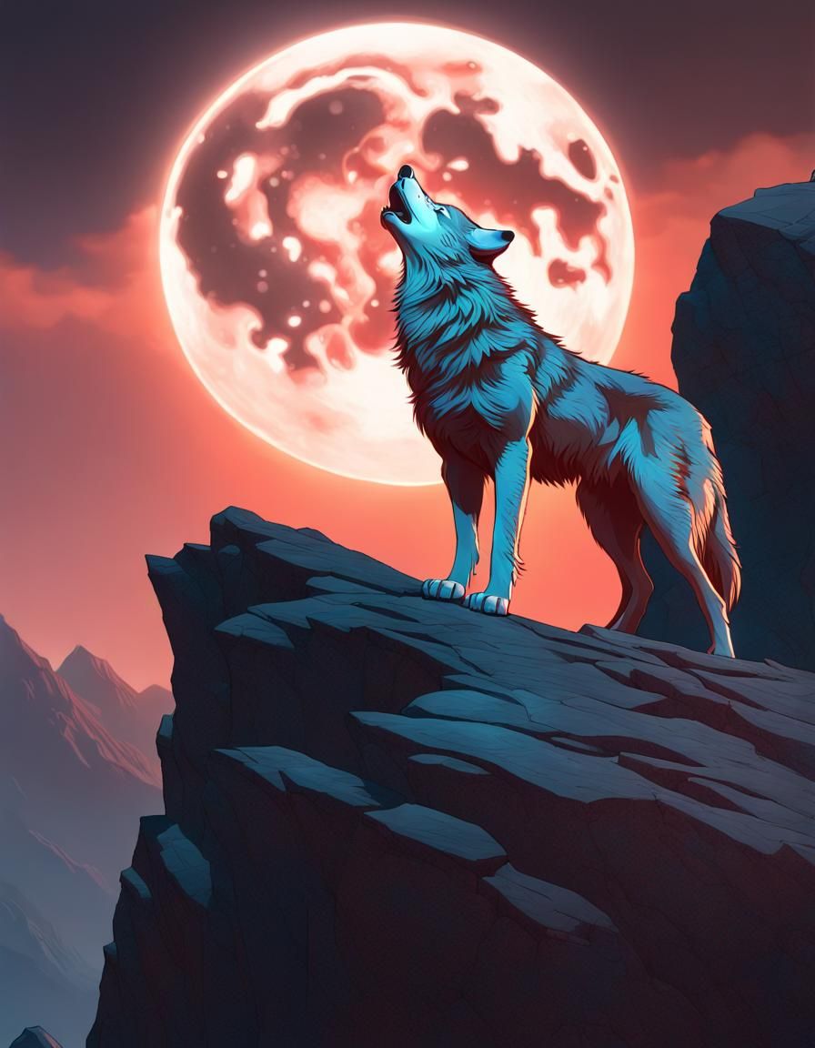 The Alpha And The Luna(🐺+🌕) - AI Generated Artwork - NightCafe Creator