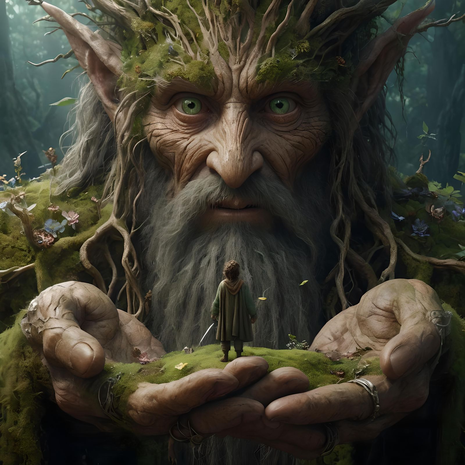 Hobbit Bilbo Says Farewell to Treebeard, by Lord ELboron  by @IAMLJAY
