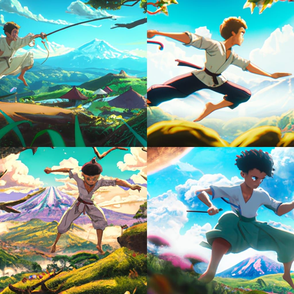 a brazilian man practicing capoeira on mount fuji