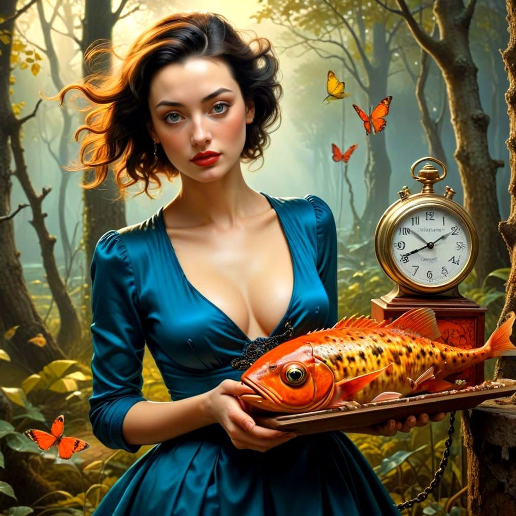Surreal Charismatic Lady with Bizarre Animals