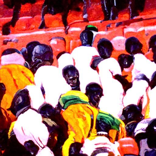 A soccer stadium filled up with Africans