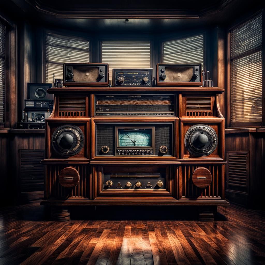 Interior de una  emisora de radio