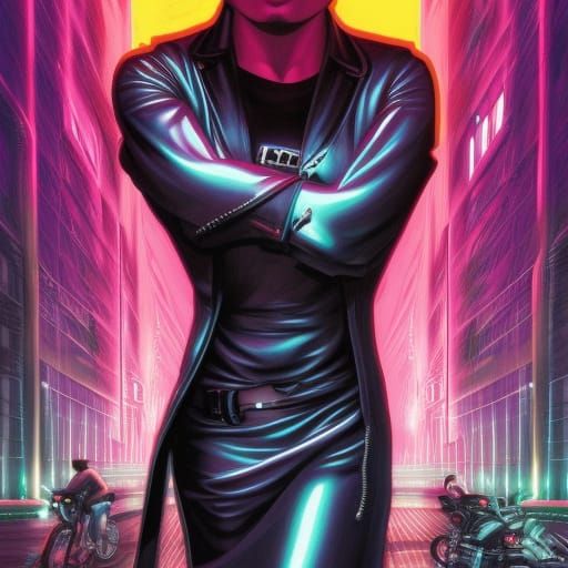 tanzender skinhead im cyberpunkstyle