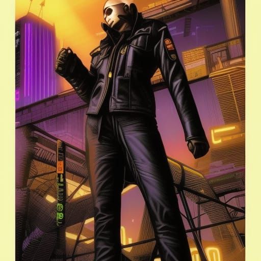 tanzender skinhead im cyberpunkstyle